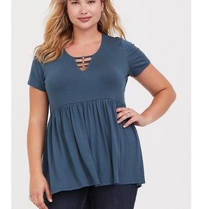 Super Soft O-Ring babydoll top NWOT